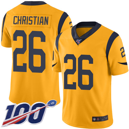Los Angeles Rams Limited Gold Men Marqui Christian Jersey NFL Football #26 100th Season Rush Vapor Untouchable